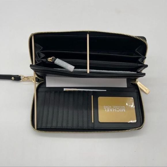 Michael Kors Large Continental Wallet Wristlet Leather Rich Black - Picture 8 of 8